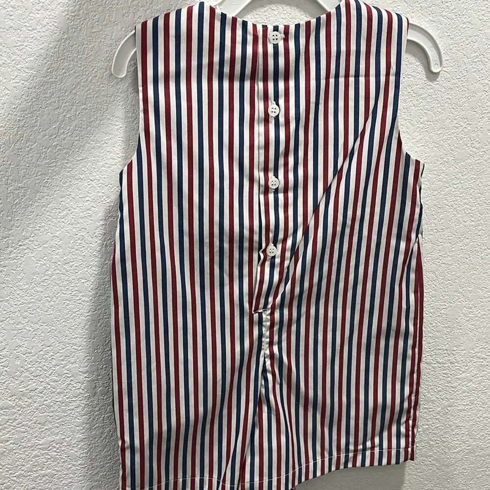 Edgehill Collection Round Neck Sleeveless Smocked American Flag Jon Jon 3T - Picture 5 of 6